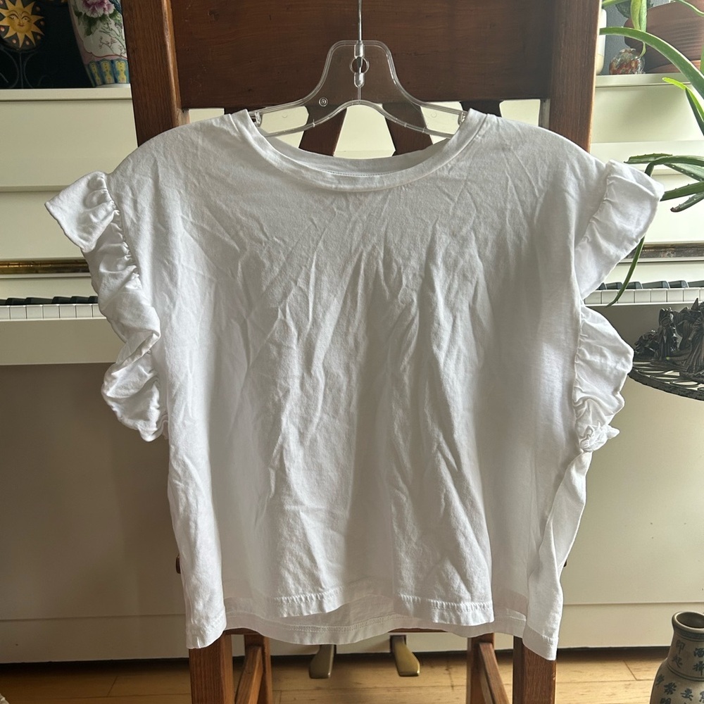 Zara White Ruffle Sleeve Tank Top
